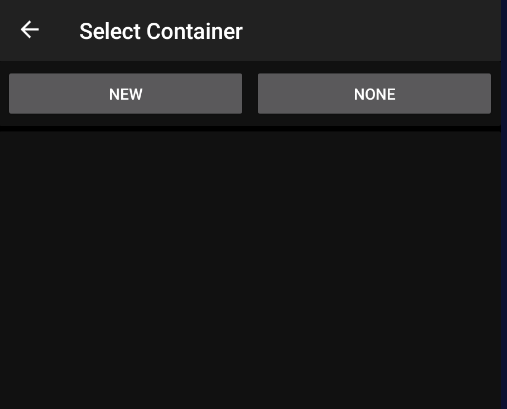 Select New or choose Container