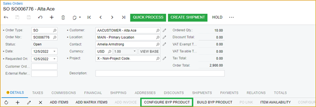 Configure BYP Product