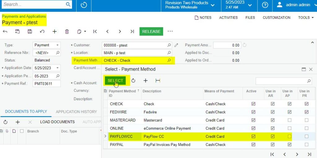 Payflow Payment Method from Payment and Application