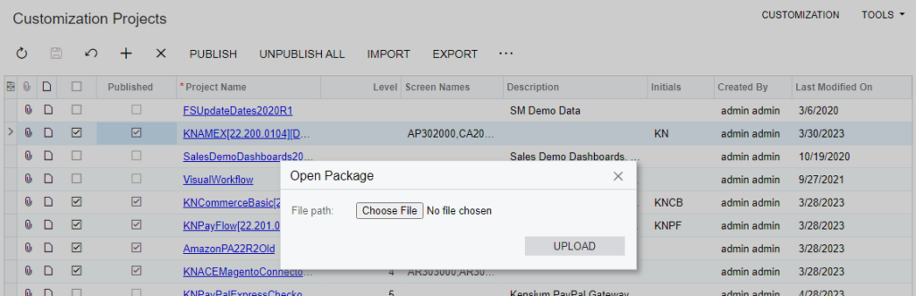 Upload product package from local desktop