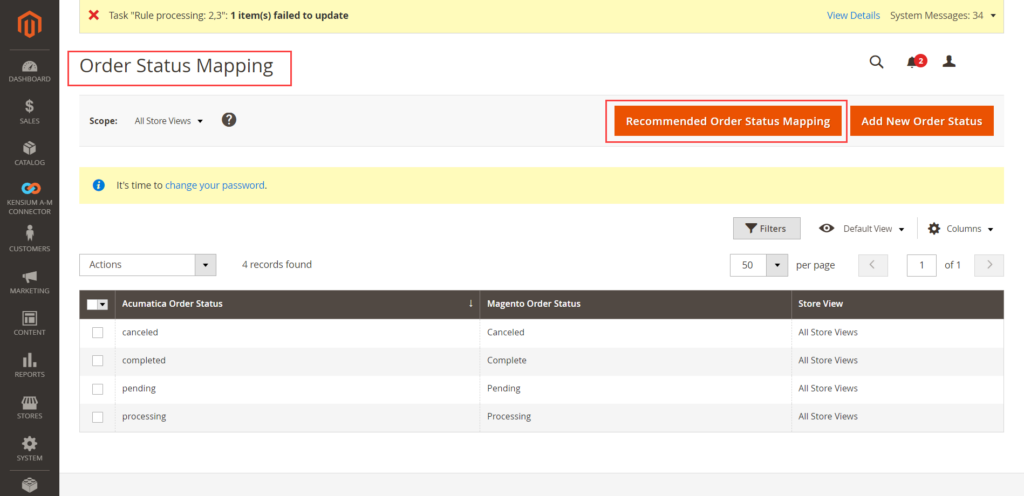 Click on the Recommended Order Status Mapping