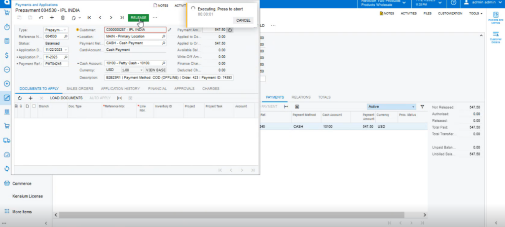 Payment Sync in Acumatica