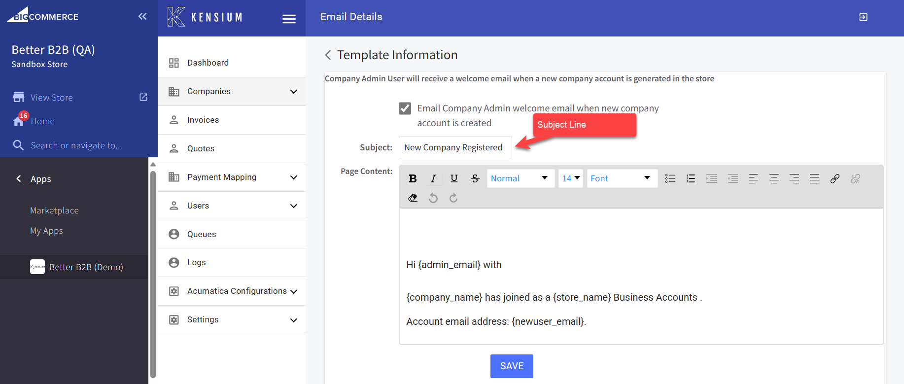 Configure your Email Template