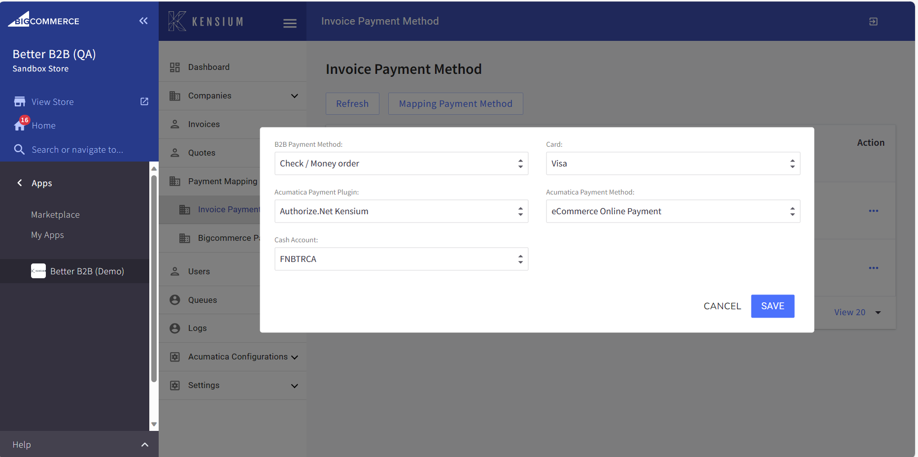 Mapping Payment Method